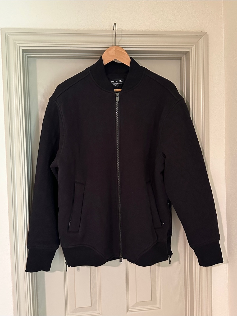 Athleta Black Zip-Up Bomber Jacket